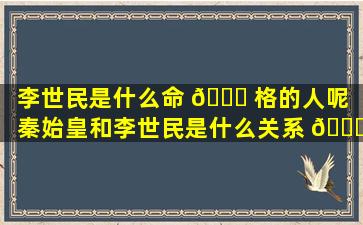 李世民是什么命 🐟 格的人呢（秦始皇和李世民是什么关系 🐅 ）